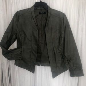 Olive Green Fux-Leather Jacket